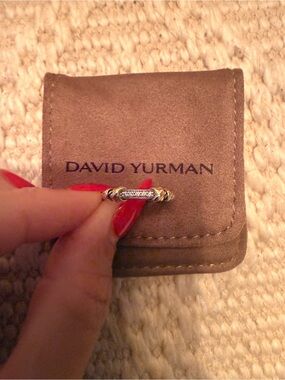 David Yurman Petite Helena Two-Tone Cable Ring with Diamonds